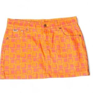 The Ragged Priest Pink and Orange Checkered Mini Skirt